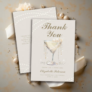Carte De Remerciements Perles Prosecco Ivoire Élégant Brunch Enterrement