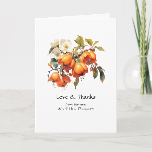 Carte De Remerciements Persimmon Floral Mariage (Devant)
