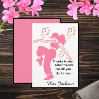 Carte De Remerciements Personalised Dance Teacher, teacher's appreciation