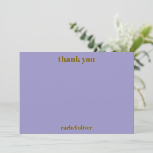 Carte De Remerciements Personalized Bold Purple Gold Modern Bat Mitzvah (Debout devant)