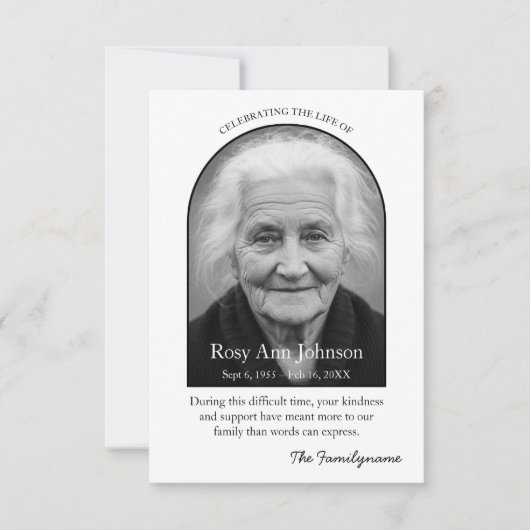 Carte De Remerciements Personalized Memorial Thank You Card (Devant)