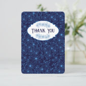 Carte De Remerciements Personalized Name Navy Blue Floral Pattern, Blank (Debout devant)