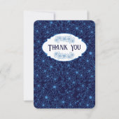 Carte De Remerciements Personalized Name Navy Blue Floral Pattern, Blank (Devant)