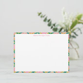 Carte De Remerciements Personalized Name Preppy Pink Green Plaid Border (Debout devant)