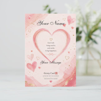 Carte De Remerciements Personalized Pink Heart Thank You Card