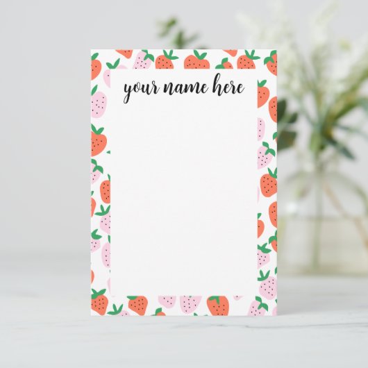 Carte De Remerciements Personalized Strawberries Notecards (Debout devant)
