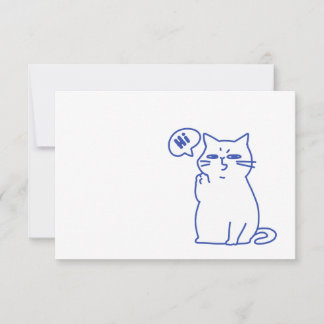 Carte De Remerciements Personnage de chat blanc mignon drôle doodle