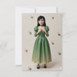 Carte De Remerciements Personnage de princesse émeraude 3D