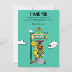 Carte De Remerciements Personnages de Rue Sésame et panneau de signalisat