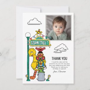 Carte De Remerciements Personnages de Rue Sésame et panneau de signalisat