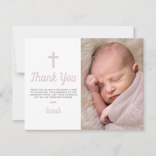 Carte De Remerciements Personnalisable Pink Girl Baptism Christening Phot