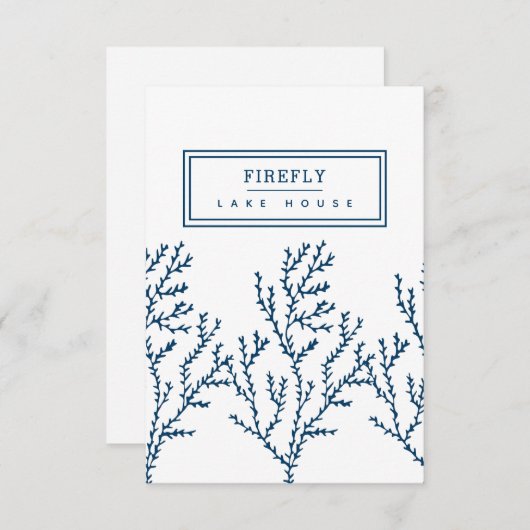 Carte De Remerciements Personnalisé, élégant Motif d'algues Turquoise ble (Devant / Derrière)