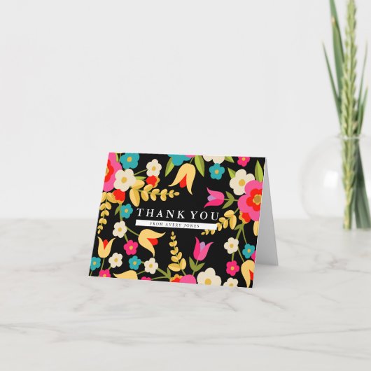 Carte De Remerciements Personnalisé | Fleurs de pays (Devant)