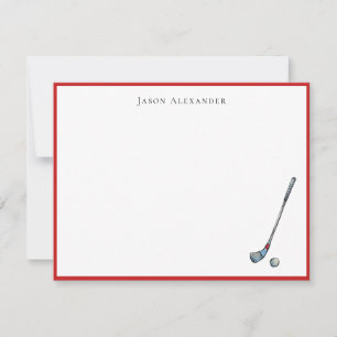Carte De Remerciements Personnalise les clubs de golf Bordure rouge