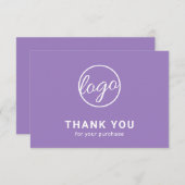 Carte De Remerciements Personnalisé Simple Moderne Pastel Purple Logo Ent (Devant / Derrière)