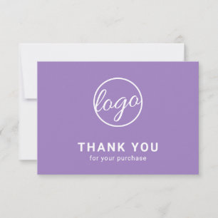 Carte De Remerciements Personnalisé Simple Moderne Pastel Purple Logo Ent