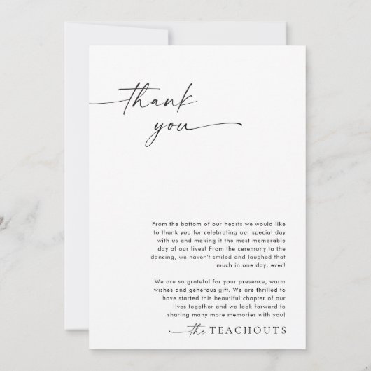 Carte de remerciements personnalisée (Dos)