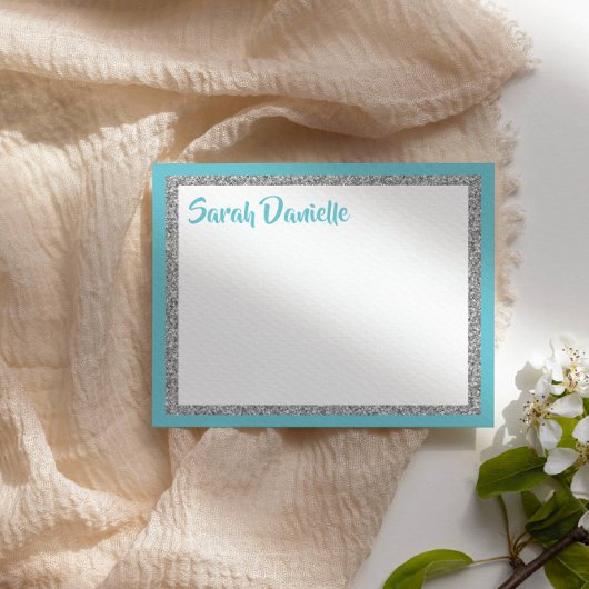 Carte de remerciements personnalisée Glittery Blue