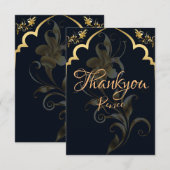 Carte de remerciements personnalisée Noir et Or (Devant / Derrière)