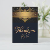 Carte de remerciements personnalisée Noir et Or (Debout devant)
