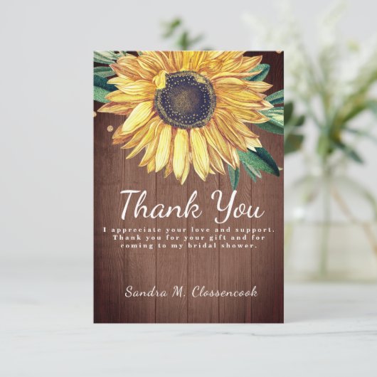 Carte De Remerciements Personnaliser Bois de Grange Rustique Chic Tournes (Debout devant)