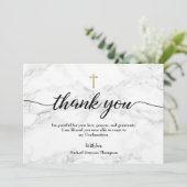 Carte De Remerciements Personnaliser garçon Confirmation Marble Gold cros (Debout devant)