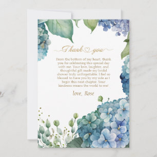 Carte De Remerciements Personnaliser Hydrangea Bleue pour Enterrement de