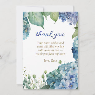 Carte De Remerciements Personnaliser Hydrangea Bleue pour Enterrement de