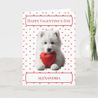 Carte De Remerciements Personnalisez Samoyed Puppy Valentine Card