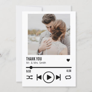 Carte De Remerciements Personnalized Newlywed Photo Song Playlist