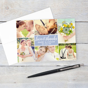 Carte De Remerciements Perwinkle Love and Thanks Mariage Photo Collage