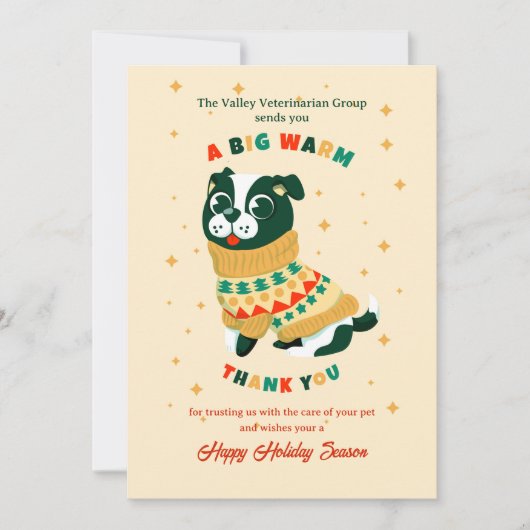 Carte De Remerciements Pet Holiday Thank You Greeting Card (Devant)