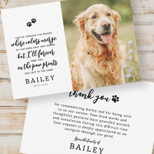 Carte De Remerciements Pet Memorial Modern Simple Chic Poème Photo