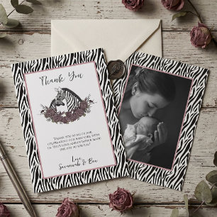 Carte De Remerciements Pet Sauvageon Safari Zèbre Baby Shower Photo