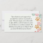 Carte De Remerciements Pet Secourir Appréciation des supporters (Dos)