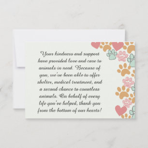 Carte De Remerciements Pet Secourir Appréciation des supporters
