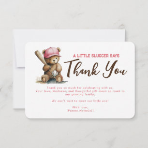 Carte De Remerciements Pet Slugger Ours en peluche Baseball Garçon Baby S