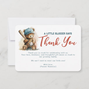 Carte De Remerciements Pet Slugger Ours en peluche Garçon Baseball Baby S