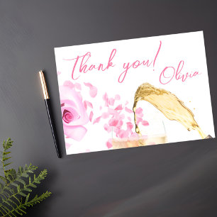 Carte De Remerciements Pétales et Fêtes des mariées roses du ministère pu