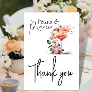 Carte De Remerciements Pétales et Prosecco Floral Brunch de Remise de Cad