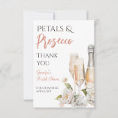 Carte De Remerciements Pétales et Prosecco pour une Mariée (Devant)