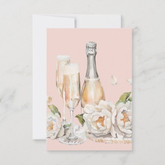 Carte De Remerciements Pétales et Prosecco pour une Mariée (Dos)