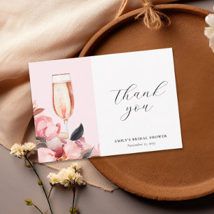 Carte De Remerciements Pétales & Prosecco Fête de Mariage Florale