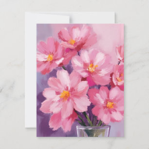 Carte De Remerciements Pétales roses en fleurs   Peinture aquarelle de fl