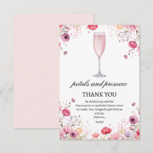 Carte De Remerciements Pétales roses et prosecco : Baby shower pour la ma