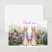 Carte De Remerciements Peter et Flopsy dans leur jardin (Devant / Derrière)