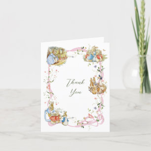 Carte De Remerciements Peter le Baby shower de ruban Fleur sauvage Rabbit