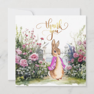 Carte De Remerciements Peter le lapin Flopsy dans le jardin
