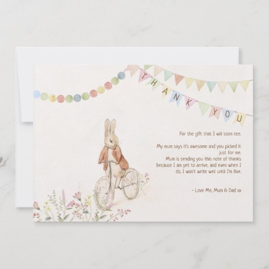 Carte De Remerciements Peter le lapin lapin Genre Neutre Livres Bébé (Devant)