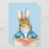 Carte De Remerciements Peter le lapin souffle une gomme à bulle bleue (Devant / Derrière)